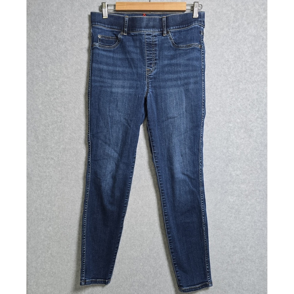 Spanx High Rise Size M Ankle Skinny Denim Dark Wash Pull On Stretch Jeans